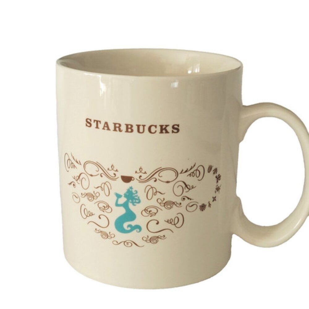 Starbucks Coffee Cup Mug 18oz Teal Mermaid Siren